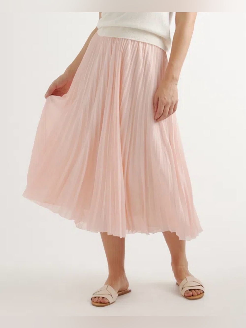 Quince Chiffon Pleated Midi Skirt | Size Medium